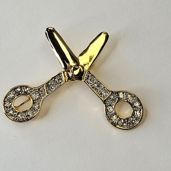 Gold Tone Scissors Brooch - Picture 9 of 11